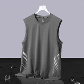 宽松运动健身速干无袖 夏季 坎肩薄体恤 冰丝背心t恤男士 2025新款