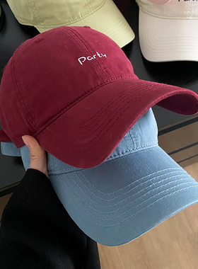 大头围高品质红色新款棒球帽女显脸小百搭帽子加大加深软顶鸭舌帽