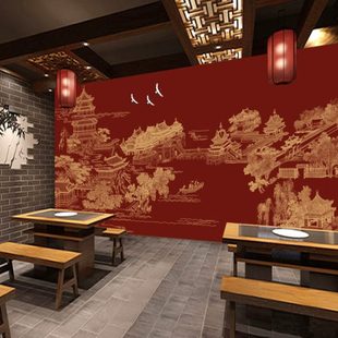 轻奢阁楼飞鹤客厅背景墙纸壁布书房卧室环保定制高端壁画 现代中式
