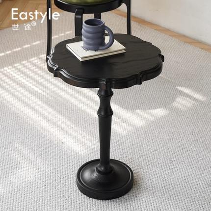 法式复古实木小茶几客厅沙发边几中古风小户型创意角几圆形咖啡桌