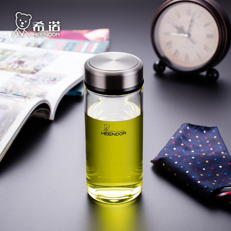 希诺单层男士e便携水杯加厚家用杯子带盖车载泡茶杯x-9006/9007