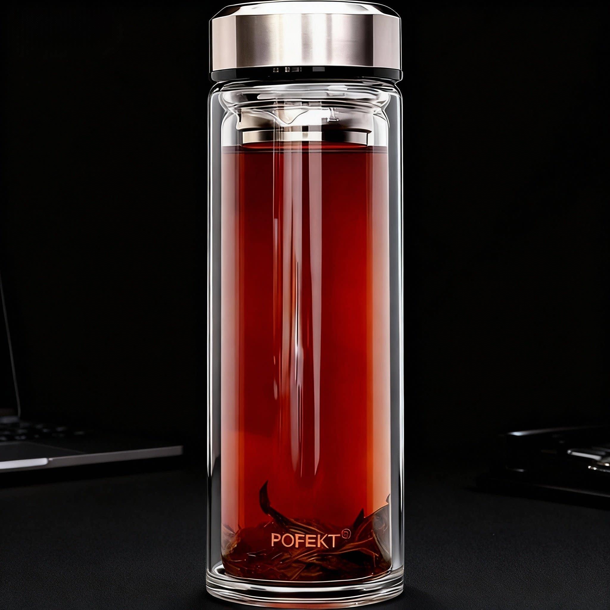 大容量玻璃杯泡茶水杯男双层加厚隔热不烫手不锈钢杯盖1000ML