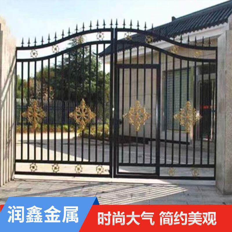铁艺大门农村庭院门围墙乡村别墅简易双门入户门欧式花园别墅门