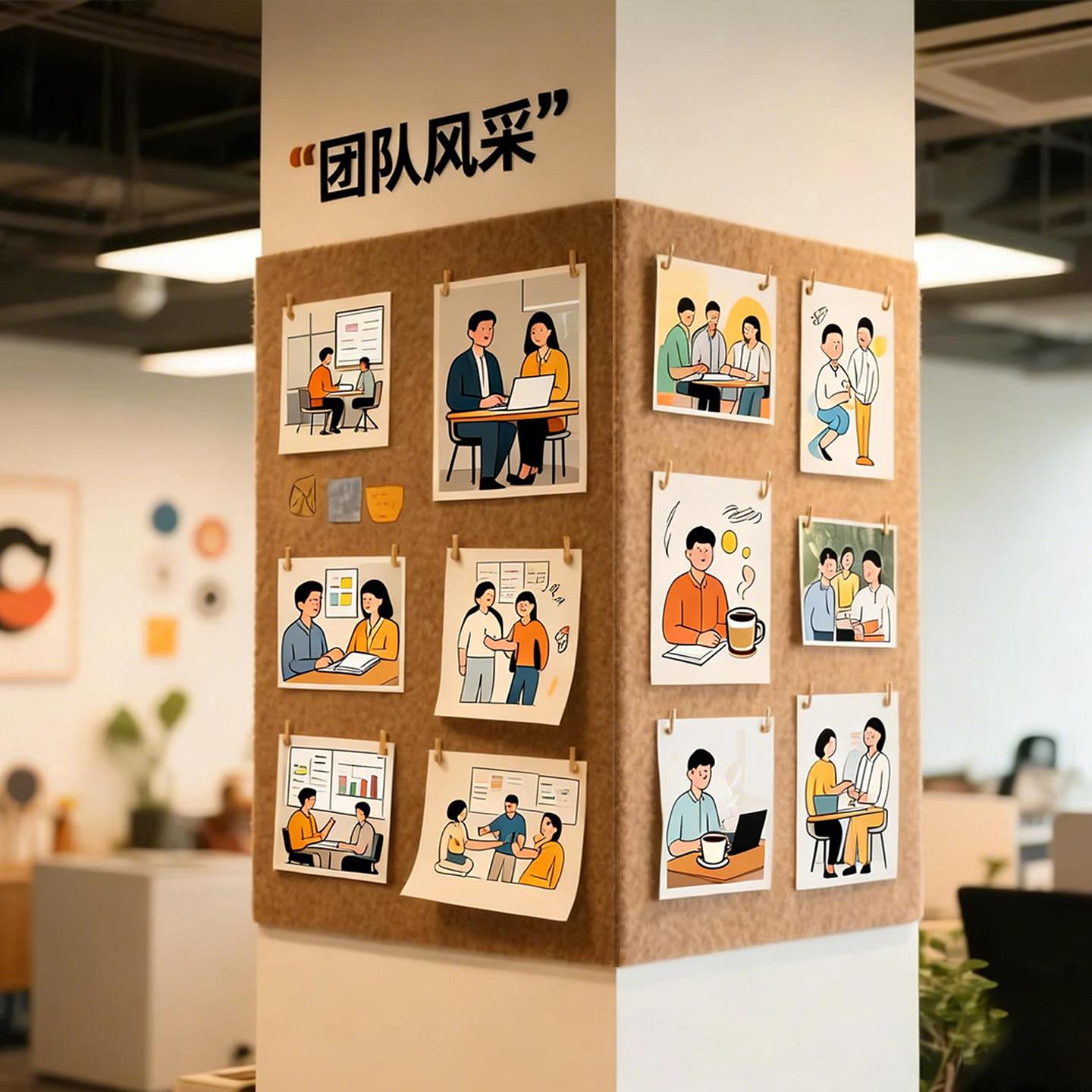 公司告示栏毛毡展示板办公室墙面贴装饰企业文化柱子美化氛围布置