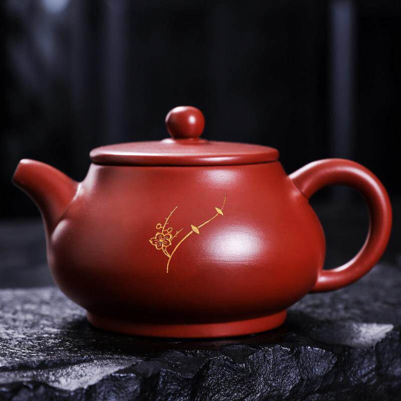 紫砂茶壶石瓢壶梅花壶朱泥仿古德锺壶刻绘描金西施壶龙蛋小泡茶壶