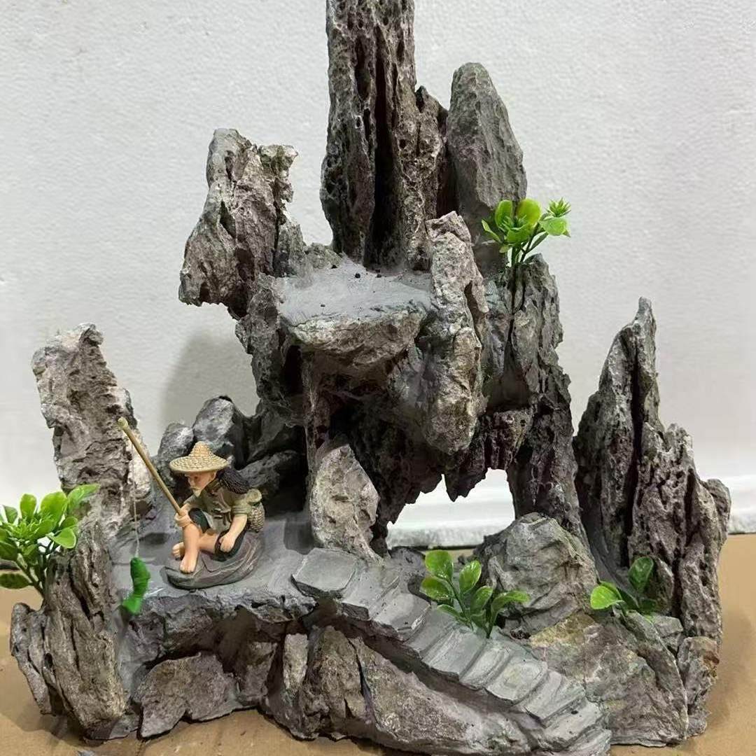 天然假山成品造景鱼缸水族箱装饰摆件庭院假山流水景观石