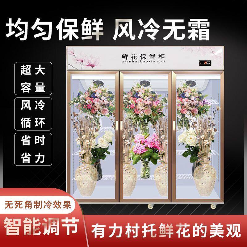 花店专用冷藏鲜花保鲜柜风冷无霜展示柜商用双门三门冰箱花艺冰柜