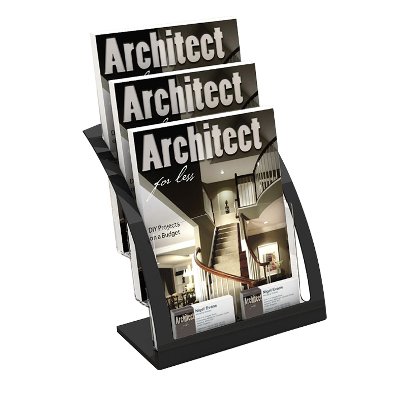 热销迪多欧美A4亚克力展示架三层桌面资料架目录架报刊架银色杂志