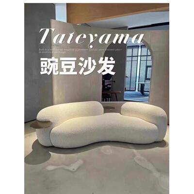 北欧设计师款创意客厅沙发现代极轻奢弧形豌豆沙发优质羊羔绒面料