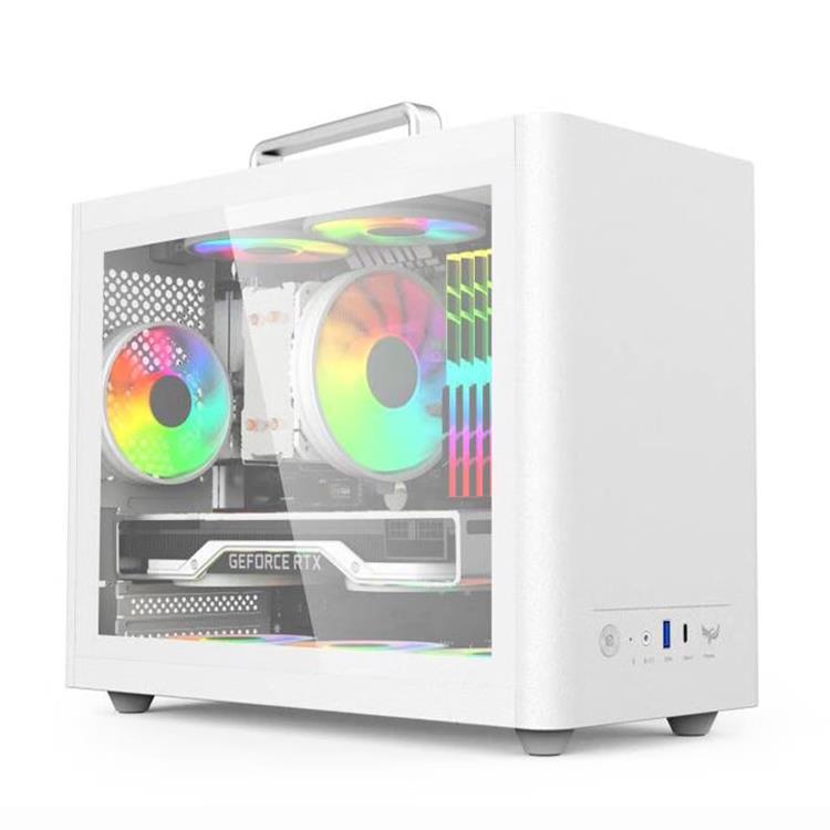硕一 凤凰U311台式机电脑MATX迷你mini手提小主机箱小型侧透 白色