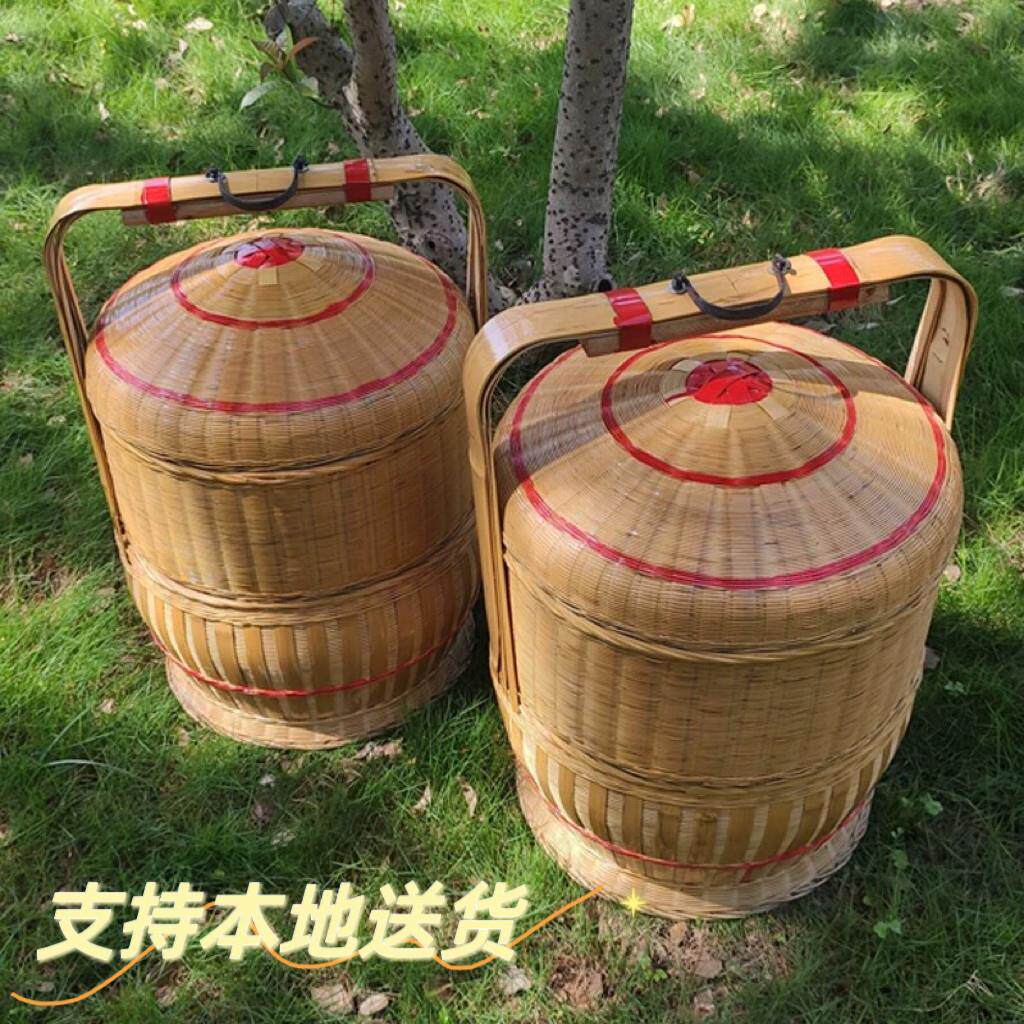 竹箩格竹编篮子箩筐隔客家拜神传统婚嫁糕点篮子斗箩盒箩担盒篮架