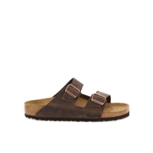 代购Birkenstock男士拖鞋透气软底轻便舒适双扣皮质徽标平跟居家