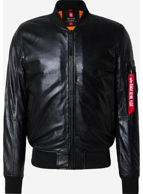 代购Alpha Industries阿尔法工业男士夹克保暖防风黑色皮革秋冬