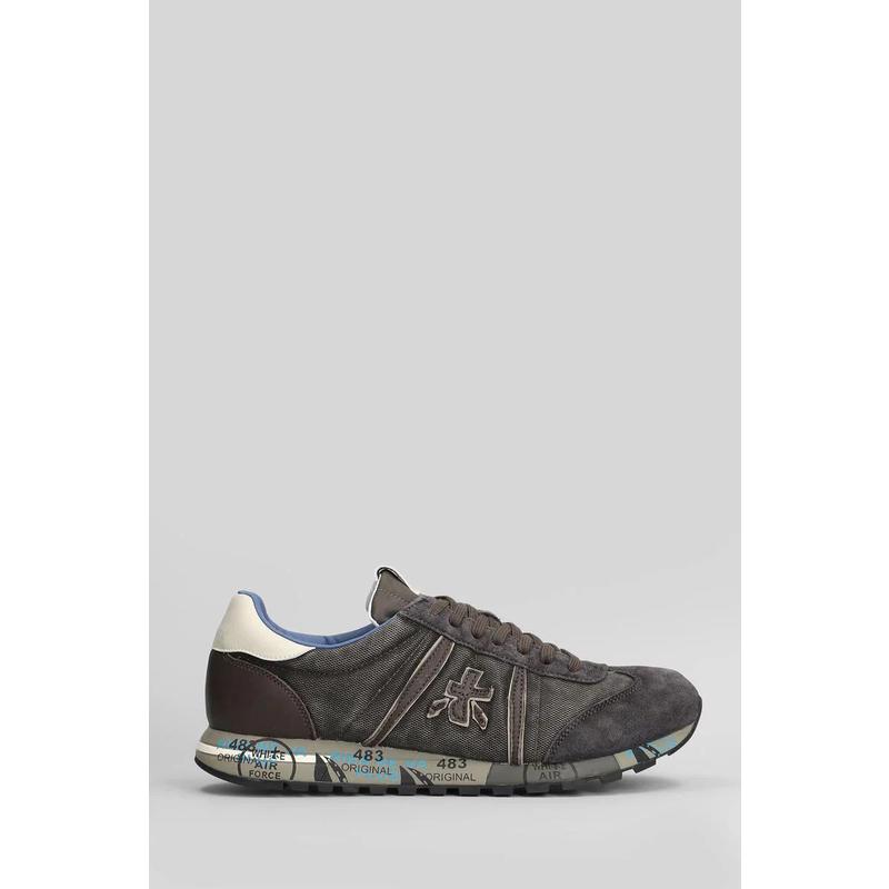 代购Premiata男士跑步鞋透气轻便耐磨缓震灰色绒面革皮革橡胶底