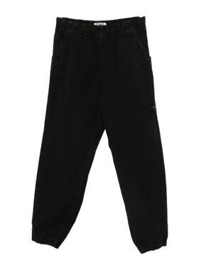 海外代购STONE ISLAND男士运动长裤黑色腰带环休闲日常束脚长裤