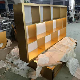 饰展柜置物架 家用客厅304不锈钢轻奢酒柜厨房餐厅金属置物柜装