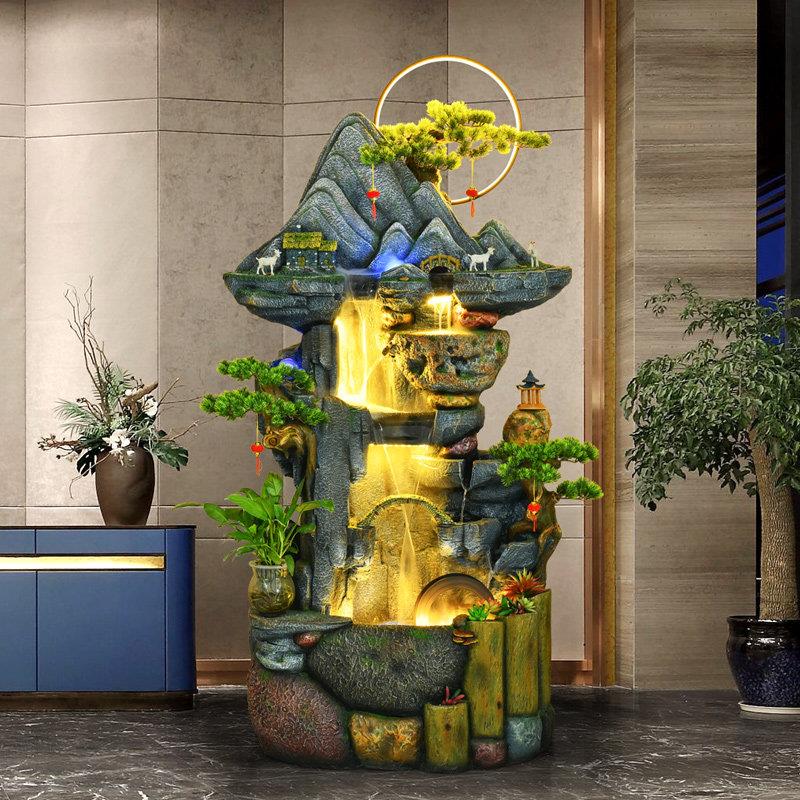 中式落地假山小桥流水造景生财摆件循环水幕墙办公室客厅玄关送礼