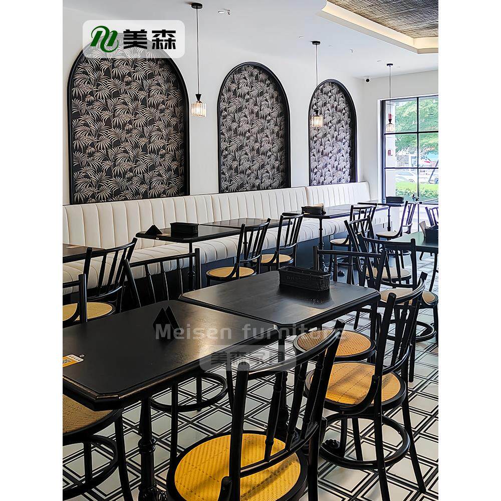 蛋糕店桌椅商业奶茶甜品面包店实木餐桌流行入住店法式覆古风格餐