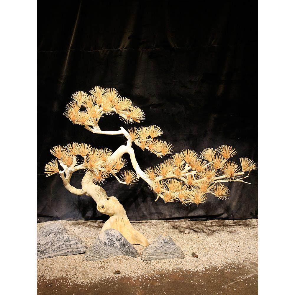 彷迎宾松,假迎宾松,美松盆景,菩提树景观摆件,新中国风展厅定