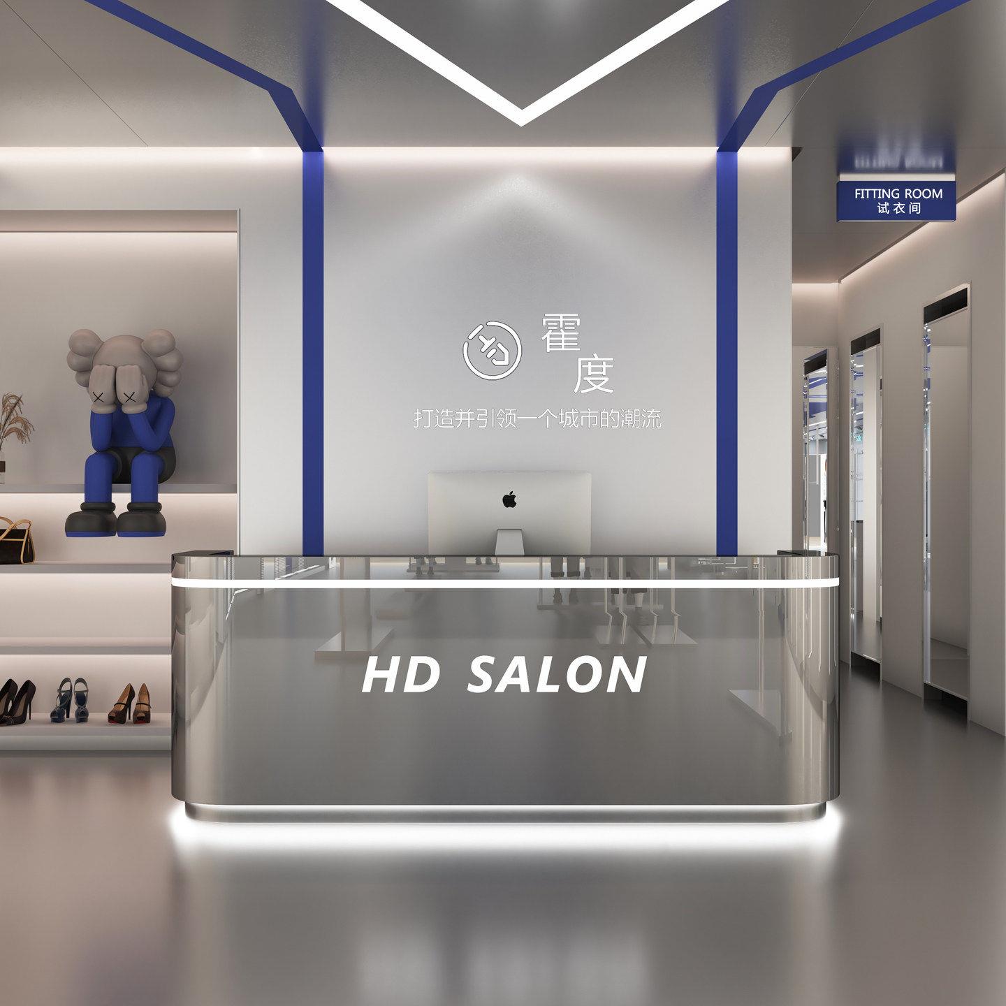 简约现代服装店收银台柜台女装店理发店吧台桌舞蹈室不锈钢接待台