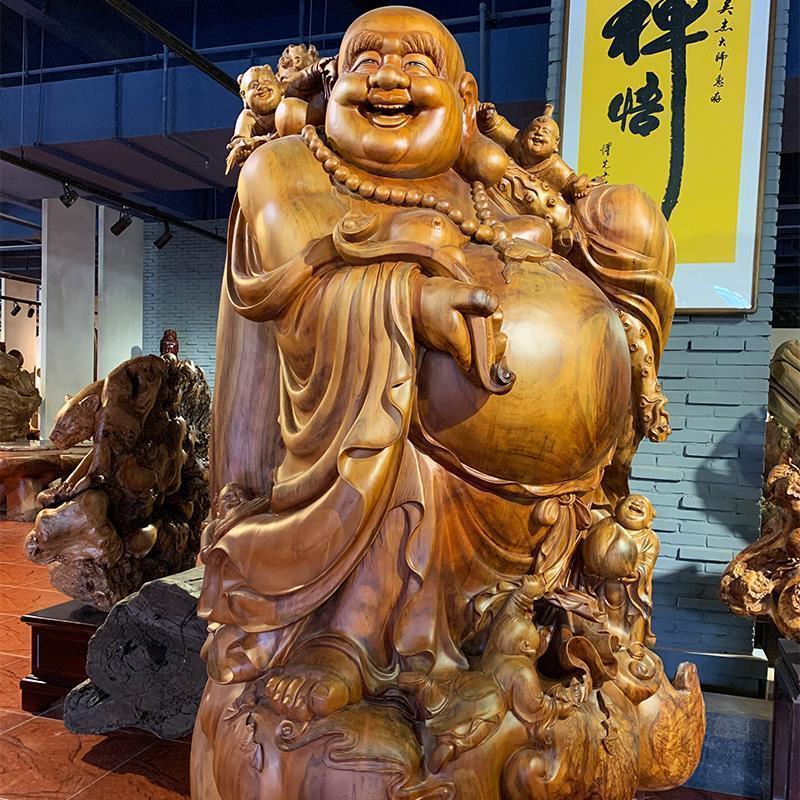 新款崖柏木雕工艺品客厅办公艺术摆件实木根雕弥勒武关公财神菩萨