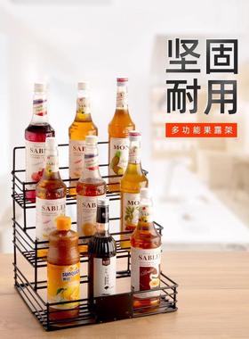 果露架铁艺糖压瓶架奶茶店吧台收纳盒莫林糖浆果露展示架多层商用