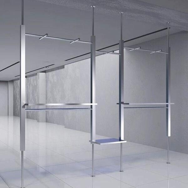 服装店展示架陈列架不锈钢上墙壁挂式拉丝男女挂衣架货架落地