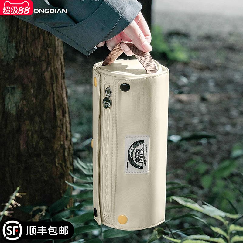 弘典大容量笔袋高颜值ins风简约多功能文具袋初中卷帘铅笔袋
