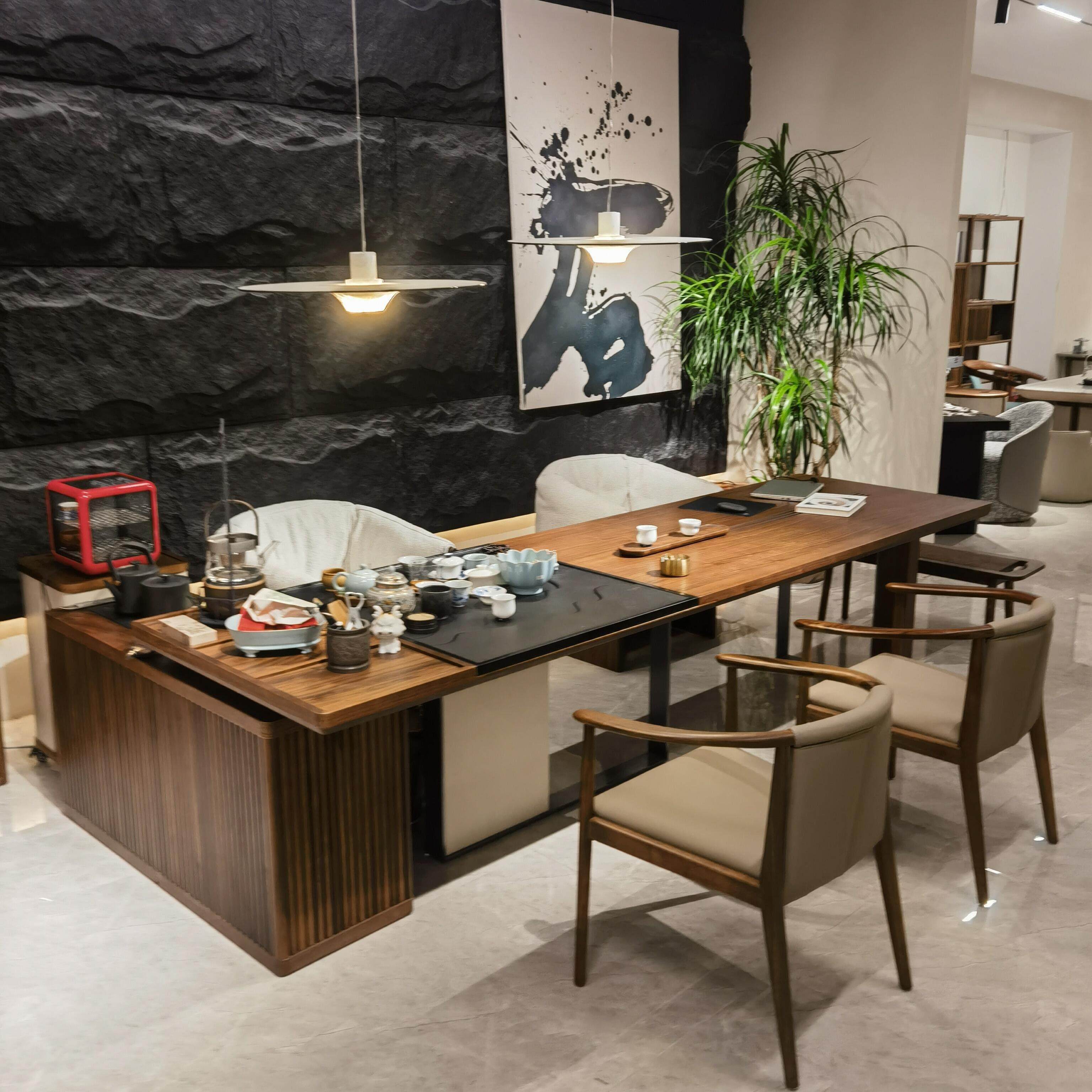 新中式实木茶桌椅组合现代简约轻奢家用小户型胡桃木茶台泡茶桌,住宅家具,家用茶台/茶桌,淘宝优惠券,粉丝福利购,淘宝优惠卷