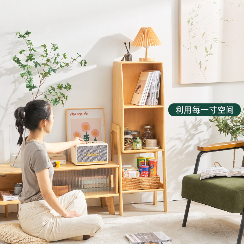 简易书架置物架落地家用儿童书柜小户型客厅电视边柜多层展示架子