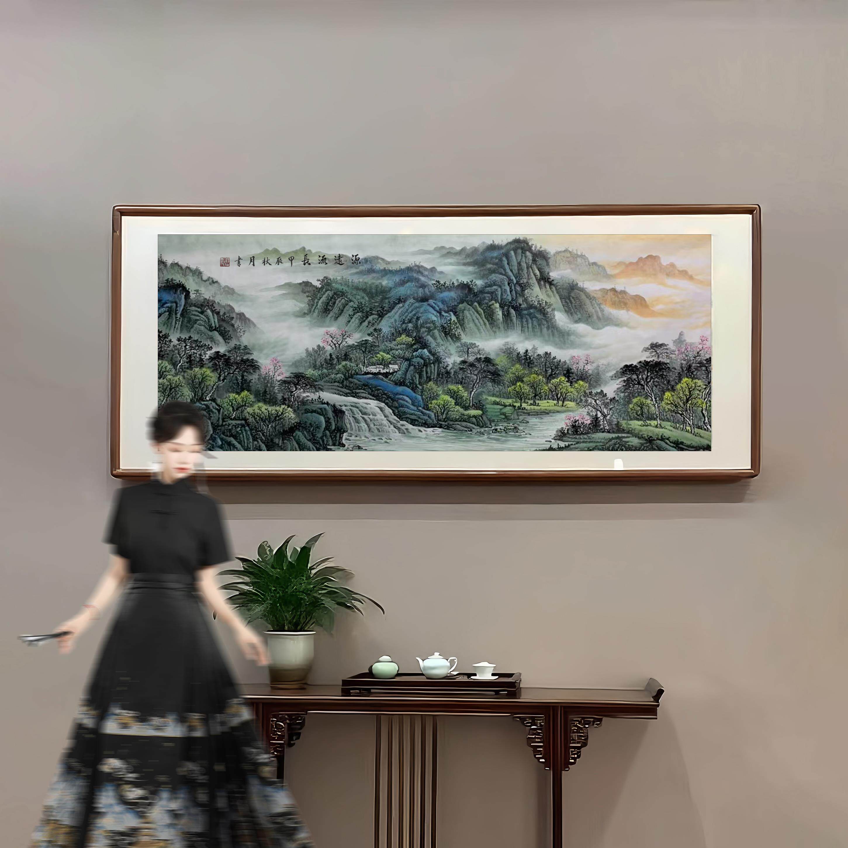 中式装饰画沙发背景墙手绘国画水墨字画山水画客厅挂画办公室