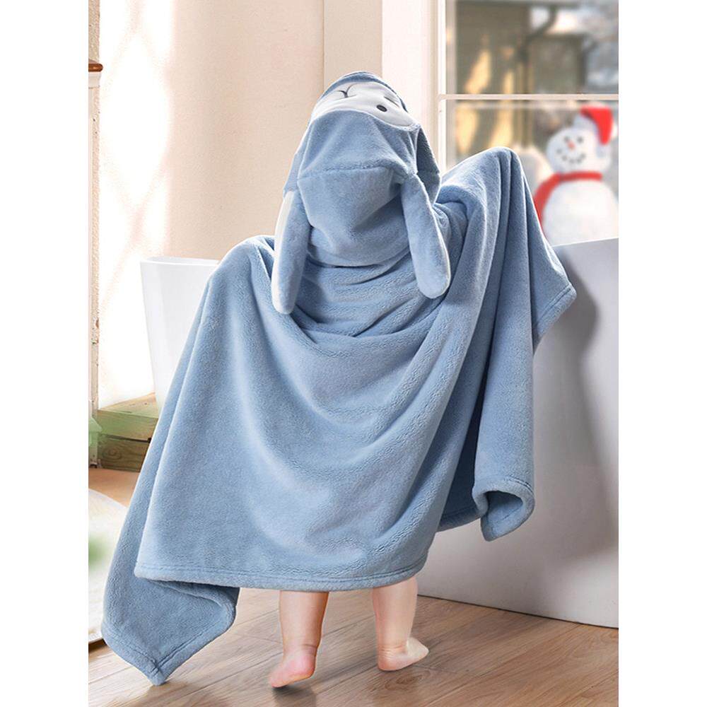 宝宝秋冬浴巾加厚洗澡斗篷带帽可穿式儿童专用吸水浴袍冬季2024新