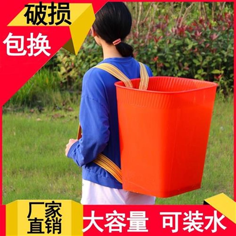 新款背篓背篼塑料不漏水背v筐仿竹编加大加厚背箩钓鱼赶集买菜背