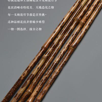 满花纹梅鹿竹教鞭戒尺 手工制镶花牛角老料竹节长鞭 文玩竹手把件