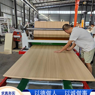 新型免漆木饰面大板平贴pet膜贴面机 实木颗粒板pur热熔胶覆膜机