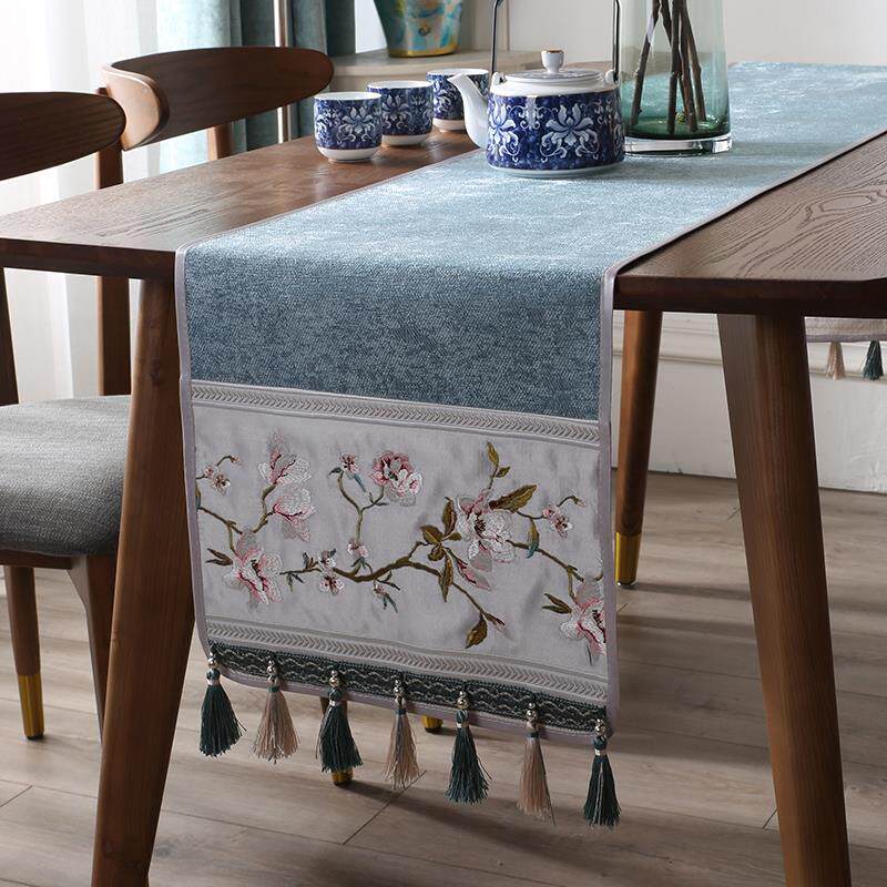 新中式桌旗轻奢高级感禅意中国风茶几桌布高端茶席现代简约台布