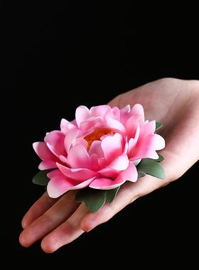 迷你牡丹花禅意陶瓷创意礼品摆件卧香插线香座家用手工香托盘茶道