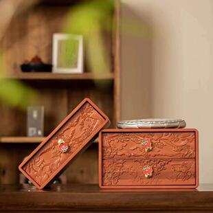 高端实木浮雕竹盒普洱茶饼白茶饼盒单饼礼盒空盒357g200g用竹饼盒