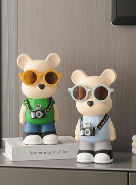 暴力熊存钱罐卡通创意现代客厅网红装饰品简约家居电视柜陶瓷摆件