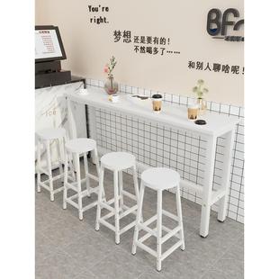 吧台桌靠墙奶茶店桌椅商用高脚桌家用长条桌子阳台靠窗桌客厅窄桌