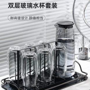 防烫咖啡泡茶杯家用客厅简约喝水杯子 耐高温双层隔热玻璃杯套装