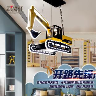 飾燈具 兒童房燈挖機(jī)吊燈男孩房間臥室燈工業(yè)風(fēng)卡通汽車兒童主題裝