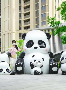 网红卡通滚滚熊猫雕塑商场店铺拍照落地售楼部大摆件公仔模型装饰