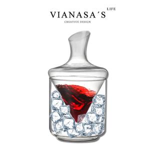 冰镇红酒醒酒器高端创意葡萄酒玻璃快速斜口分酒器家用热红酒