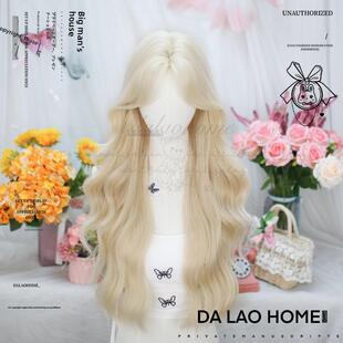大佬家Lolita假发八字长卷发「甜柚」彷真白金网红同款假发全头套