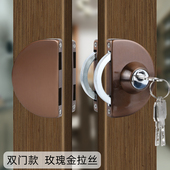 有框玻璃门锁铝合金不锈钢包边木门半圆单门双开门U推拉移门趟钩