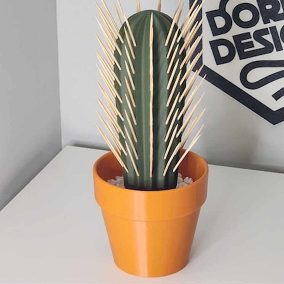 3D打印仿真仙人掌盆栽 浅绿色深绿色仿真植物摆件 家用牙签盒装饰