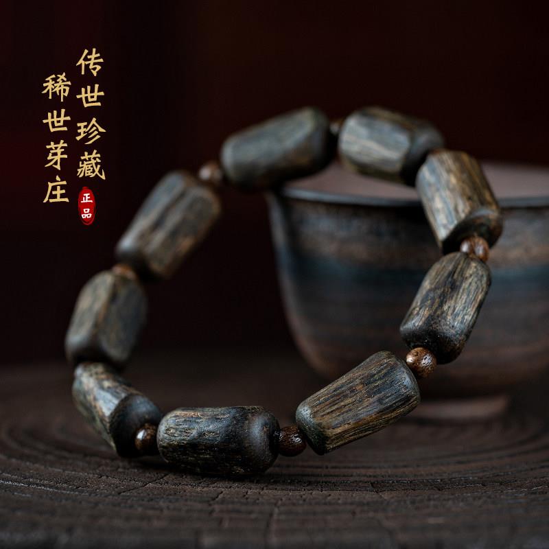 天然越南芽庄真沉香手串安神沉水随形香木桶珠手錬女男款文玩佛珠