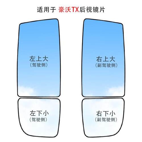 重汽豪沃TX7TX5TX6后视镜片豪沃TX340/460后照镜反光镜片加热电动
