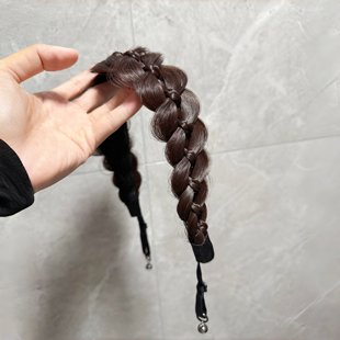 麻花辫发箍假发一体磁吸式鱼骨辫发箍女长辫子高颅顶千金风发饰品